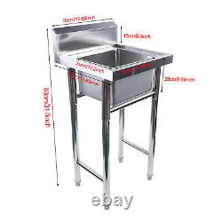 50X50 cm Commercial Catering Stainless Steel Sink Kitchen Wash Table Single Bowl