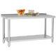 5ft Catering Table Stainless Steel Table Work Bench Commercial Stand Backsplash
