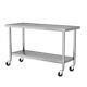 5ft Commercial Kitchen Worktop Catering Table Stainless Steel Work Bench +wheels