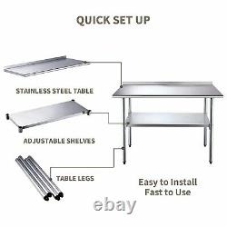 5FT Kitchen Catering Table, Heavy Duty Table Food Prep Workbench Stainless Steel