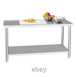 5FT Kitchen Work Bench Stainless Steel Top Prep Surface Table for Catering Use