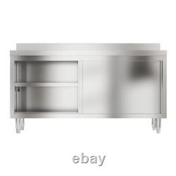 5FT Stainless Steel Commercial Catering Table Kitchen Worktop Prep Table Cabinet