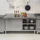 5ft Commercial Stainless Steel Kitchen Work Tables Bench Cupboard W Sliding Door