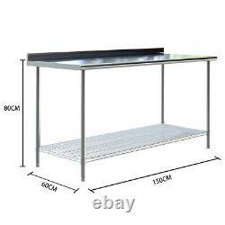 5ft Food Preparation Equipment Stainless Steel Work Bench Catering Prep Table