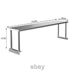 5ft Stainless Steel Prep Work Table Bench+Over Shelf+Backsplash Catering Kitchen