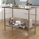 5ftx2ft Work Bench 2 Tier Stainless Steel Worktop Commercial Catering Prep Table