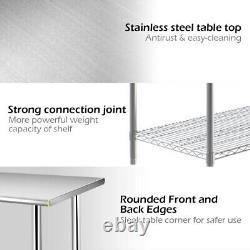 5ftx2ft Work Bench 2 Tier Stainless Steel WorkTop Commercial Catering Prep Table