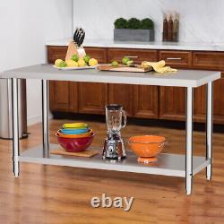 5x2FT Stainless Steel Catering Kitchen Work Bench Food Prep Table Worktop Shelf