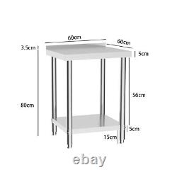 600mm Kitchen Working Station Table Stainless Steel Prep with Undershelf Hotel