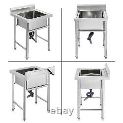 60X60 cm Commercial Catering Stainless Steel Sink Kitchen Wash Table Single Bowl