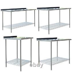 60/90/120/150/180cm Kitchen Work Table Stainless Steel Catering Bench/Wheels NEW