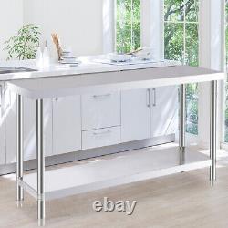 60x24 Kitchen Work Bench Catering Table Shelf Commercial Stainless Steel 5x2ft