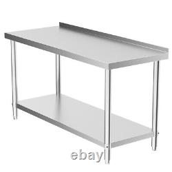 6FT Commercial Stainless Steel Kitchen Work Table Bench Food Prep with Backsplash