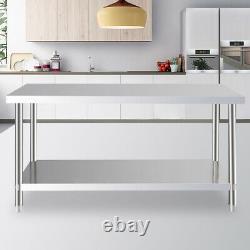 6ft Stainless Steel Catering Table Worktop Work Bench Kitchen Dining +Backsplash