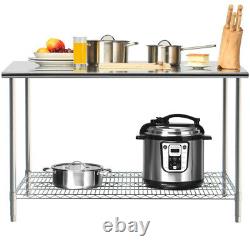 6ft Stainless Steel Commercial Catering Table Prep Kitchen Work Bench With Shelf