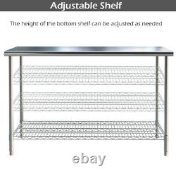6ft Stainless Steel Commercial Catering Table Prep Kitchen Work Bench With Shelf