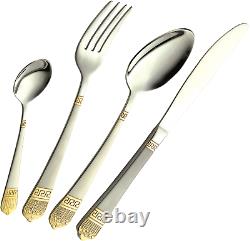 72pc Gold Trim Cutlery Set 18/10 Stainless Steel Quality Table Canteen Gift Xmas