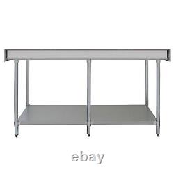 7FT Kitchen Work Bench Catering Table Commercial Stainless Steel Prep Surface