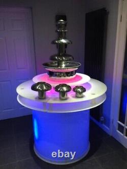 7 Tier Commercial Stainless Steel Chocolate Fountain & Illuminated Glow Table