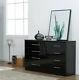 8 Drawer Dressing Table Cabinet High Gloss Black-premium Bedroom Furniture Uk