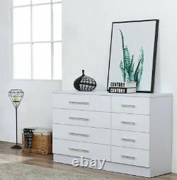 8 Drawer Dressing Table Cabinet High Gloss White-Premium Bedroom Furniture UK