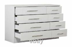 8 Drawer Dressing Table Cabinet High Gloss White-Premium Bedroom Furniture UK