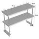 90cm Catering Kitchen Work Bench Stainless Steel Worktop Prep Table Over Shelf