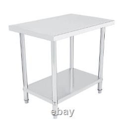 91x61cm Stainless Steel Commercial Catering Table Kitchen WorkTop Prep Table