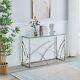 Ainpecca Console Table Stainless Steel With Clear Tempered Glass Design Hallway