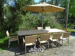 Alexander Rose Roble Roble Extending Table & 10 Cologne Chairs with FREE Parasol