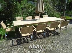 Alexander Rose Roble Roble Extending Table & 10 Cologne Chairs with FREE Parasol