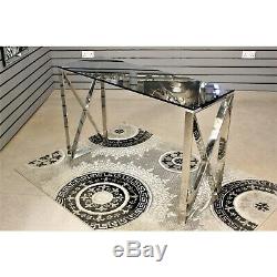 Apex Stainless Steel Console Table With Smoked Glass Top Hallway Home Furniture