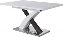 BASEL High Gloss White Extendable Dining Table 6 to 8-Seater with Stainless Stee