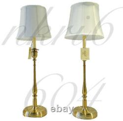 BRAND NEW Pair Of 2 Ralph Lauren Darien Candlestick Table Lamps Brass Gold