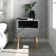 Bedside Table Side Table End Table Cabinet Storage With 1 Drawers Grey Wood Legs