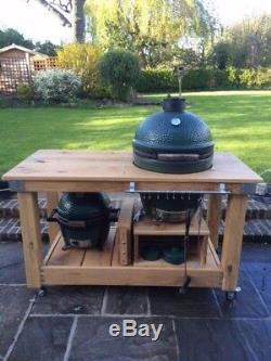 Bespoke Extra Large mini English oak big green egg barbecue table Kamado garden