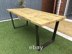 Bespoke Handmade Industrial Dining Table with Stainless Steel Legs