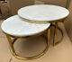 Brand New Artificial Marble And Gold Stainless Steel Set Of 2 Nest Coffee Tables