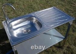 Camping Sink Stainless Steel Large Outdoor Folding Hand Wash Basin Kitchen Table