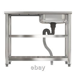 Camping Sink Stainless Steel Large Outdoor Hand Wash Basin Kitchen Table Station