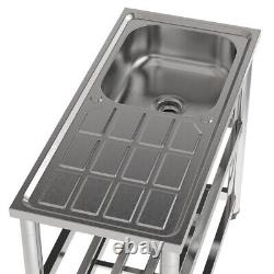 Camping Sink Stainless Steel Large Outdoor Hand Wash Basin Kitchen Table Station