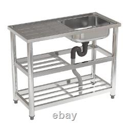 Camping Sink Stainless Steel Large Outdoor Hand Wash Basin Kitchen Work Table UK