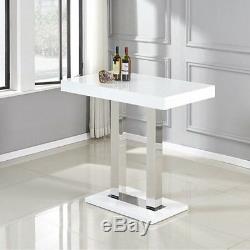 Caprice Bar Table In White High Gloss And Stainless Steel
