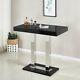 Caprice Glass Bar Table In Black And Stainless Steel Support