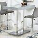 Caprice Glass Bar Table In Grey And Stainless Steel Support