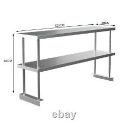 Catering Kitchen Stainless Steel Single/Double Tier Over Shelf for Prep Table UK
