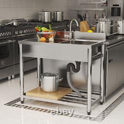 Catering Sink 1M Stainless Steel Commercial Kitchen Work Table & Deep Bowl Sinks