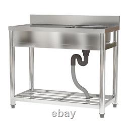 Catering Sink 1M Stainless Steel Commercial Kitchen Work Table & Deep Bowl Sinks