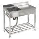 Catering Sink Commercial Kitchen Stainless Steel Single Bowl Rhd Table & Drainer