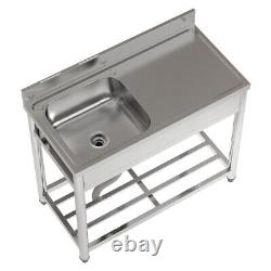Catering Sink Commercial Kitchen Stainless Steel Single Bowl RHD Table & Drainer